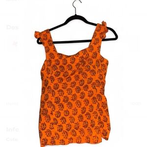 Floral Orange Sleeveless Top